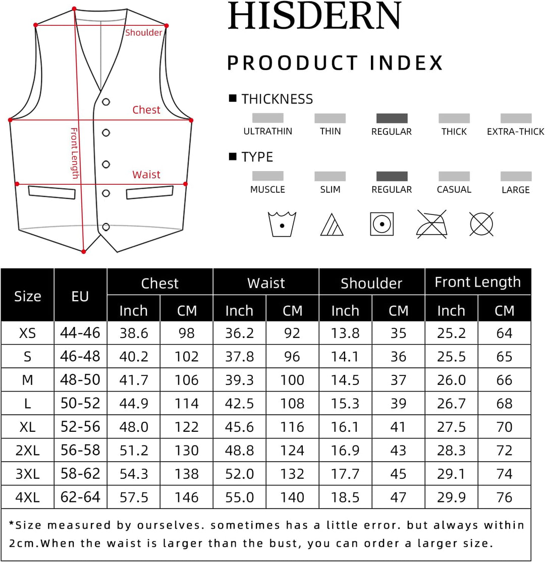 HISDERN Herren Formale Hochzeit Party Weste Baumwolle Einfarbig Weste 3XL Braun, 3XL Braun