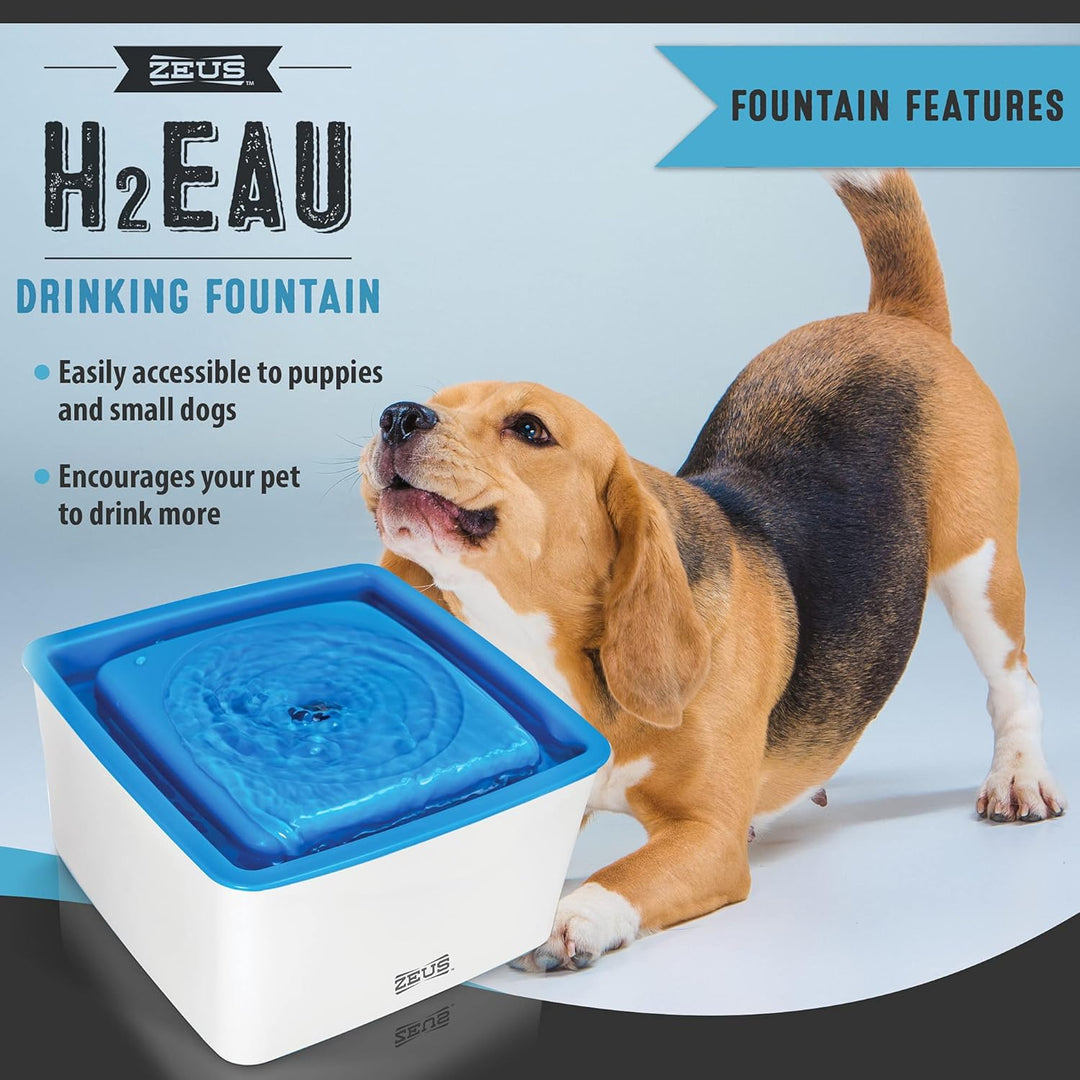 Zeus Trinkbrunnen für Hunde, weiss/blau, 1,5L Trinkbrunnen 1,5L, Trinkbrunnen 1,5L