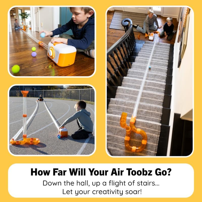 Fat Brain Toys Air Toobz Mega Run, Erweiterungsset für Luftrohrbahn mit 30,5 m Schlauch, 6 Verbinder
