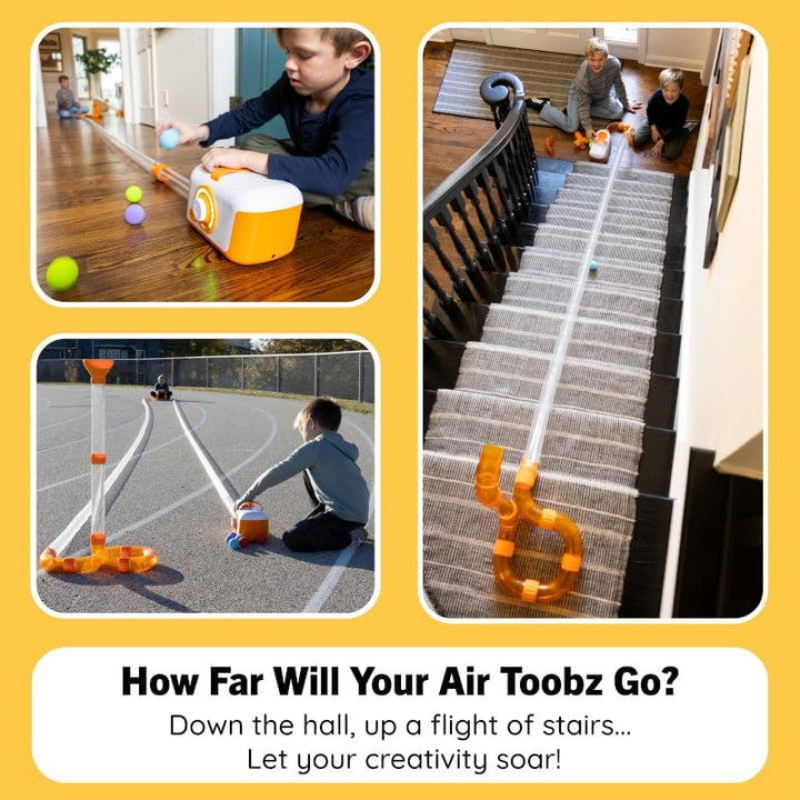 Fat Brain Toys Air Toobz Mega Run, Erweiterungsset für Luftrohrbahn mit 30,5 m Schlauch, 6 Verbinder