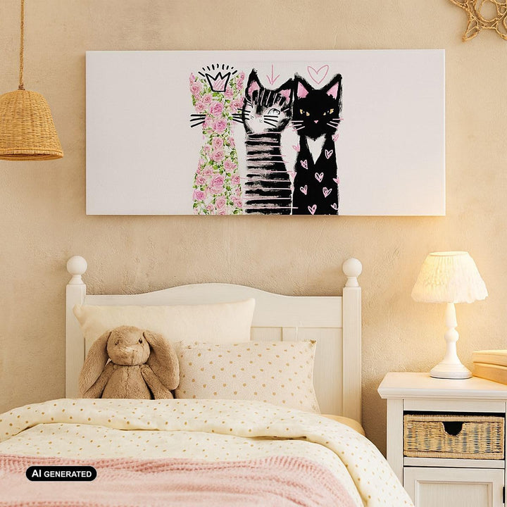 Wandbilder Dekoration Wohnzimmer Katzen Blumen Tiere Panorama Bilder auf Leinwand 120x50cm Leinwandb