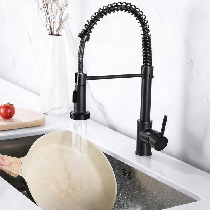 Cobbe Wasserhahn Küche, Spring Küchenarmatur mit Pull Down Sprüher Brause, 2 Sprühfunktionen, 360° D