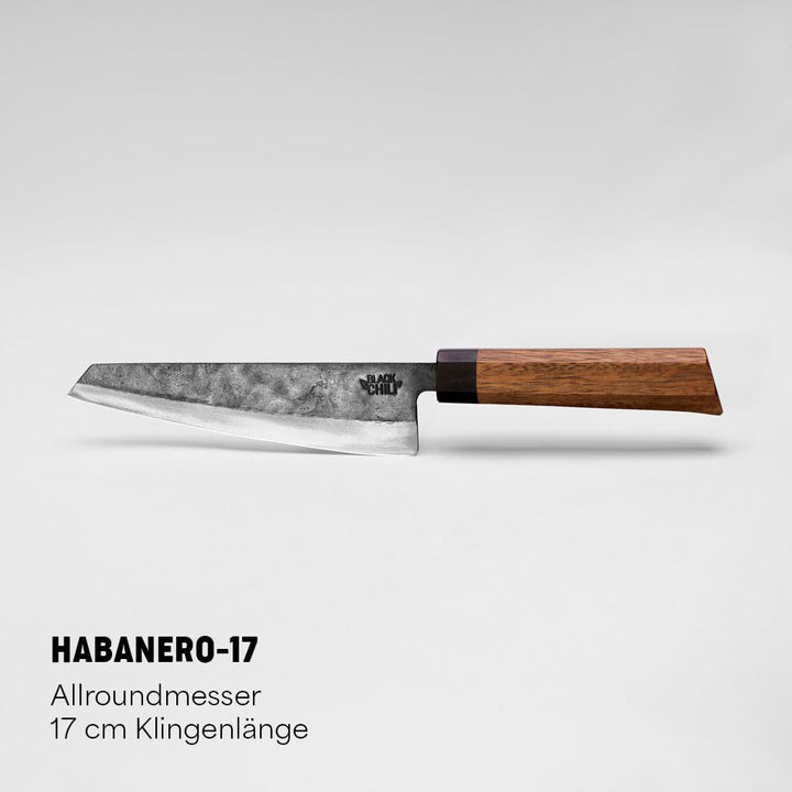 Black Chili Küchenmesser Set (3-teilig) | Chefmesser, Santoku Messer &amp; Gemüsemesser mit Eisenholz Gr