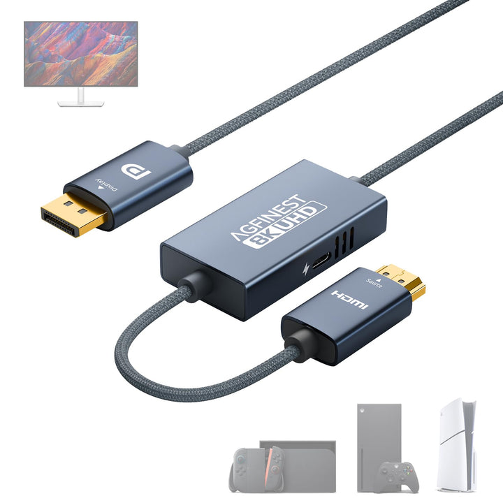 Aktives HDMI auf DisplayPort Kabel 2M - 8K@60Hz 4K@120 2K@240Hz, Unidirektional Von HDMI 2.1 Quelle