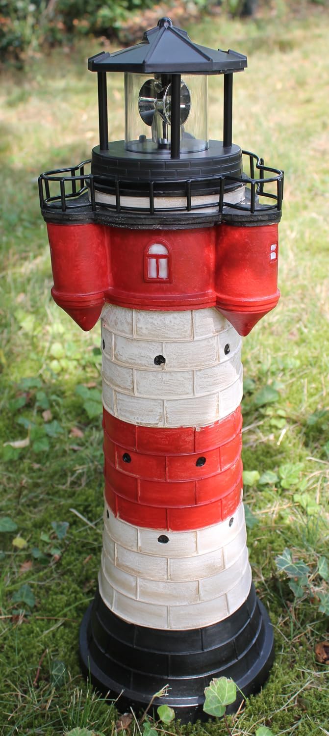 Leuchtturm Roter Sand mit Solar Beleuchtung Rundum Leuchtfeuer Maritime Deko Gartendeko Deko Leuchtt