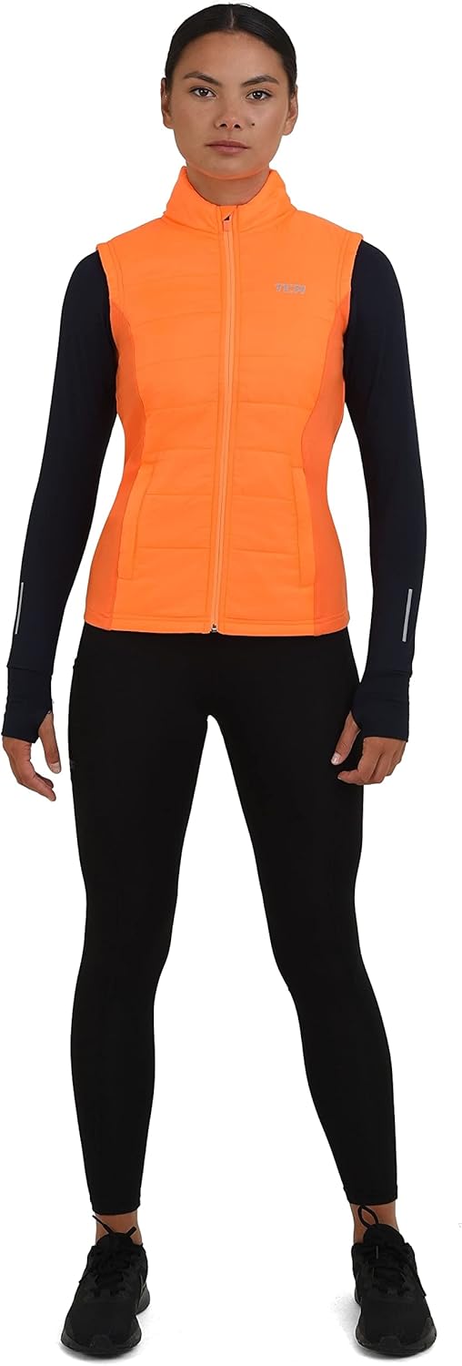 TCA Damen und Mädchen Excel Runner Leichte Laufweste mit Reissverschlusstaschen 12-14 Jahre Orange,