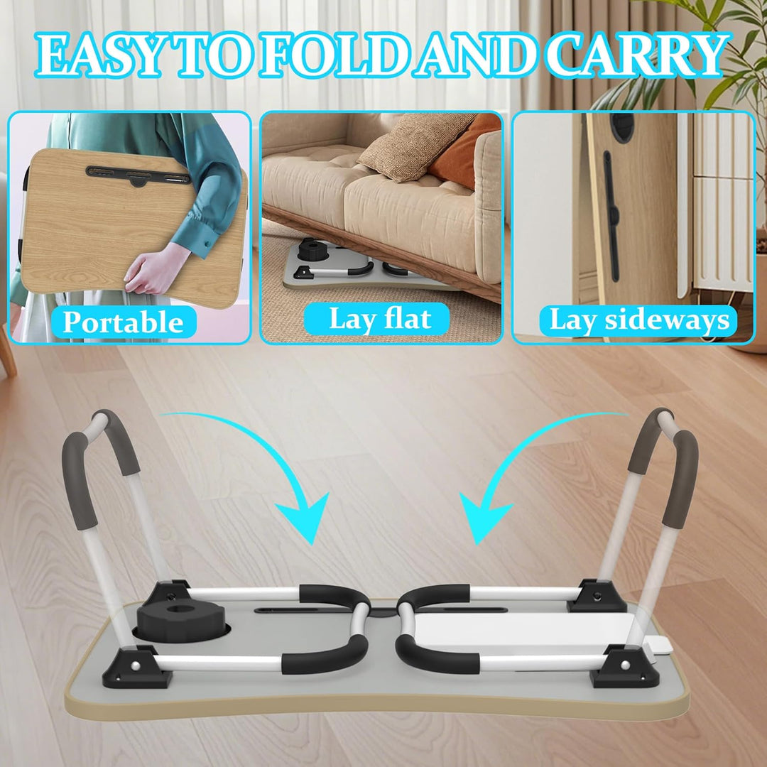 Soontrans Laptoptisch, 60 x 40 x 28 cm, Laptop Tisch mit Tablethalter, Schublade, Getränkehalter, Be
