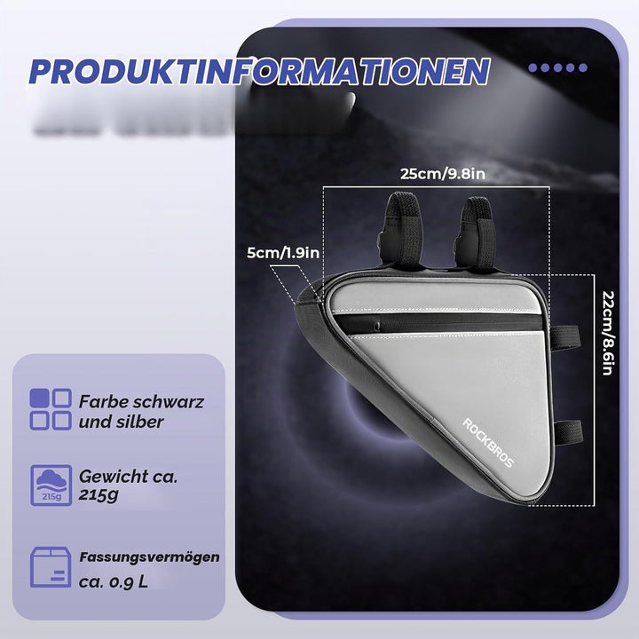 ROCKBROS Fahrradtasche Tasche für Fahrrad Dreiecktasche Reflektierende Rahmentasche für MTBs, Rennrä