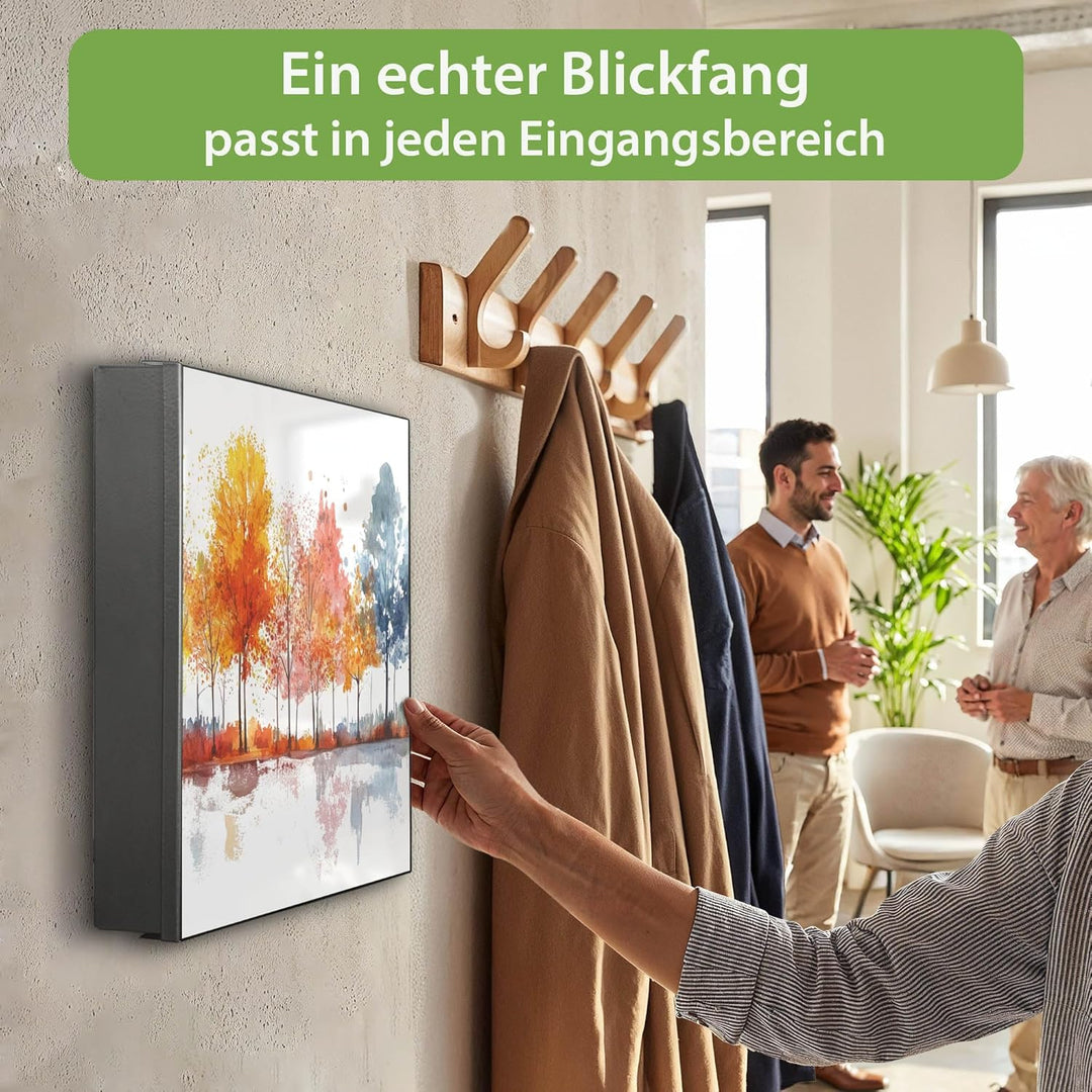 banjado Grosser Schlüsselkasten Metall - Schlüsselbox 30x30cm mit 32 Haken - Schlüsselkasten modern