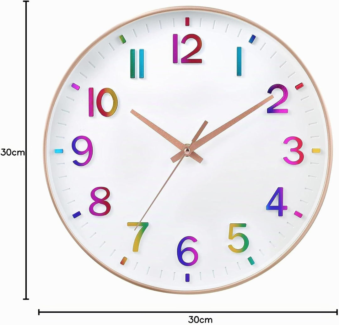 HZDHCLH Funkuhr 30 cm Grosses Ziffernblatt Wanduhr Geräuschlos,Geeignet für Schule, Zuhause, Wanddek