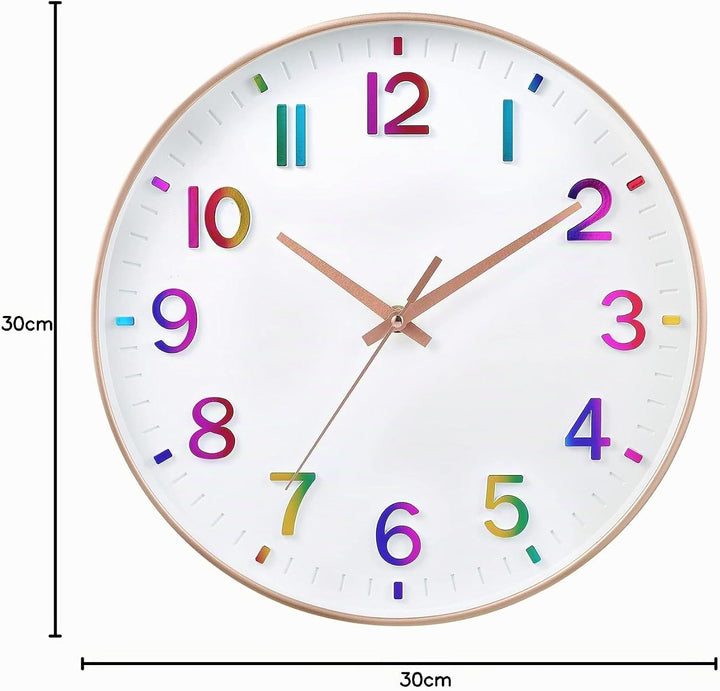 HZDHCLH Funkuhr 30 cm Grosses Ziffernblatt Wanduhr Geräuschlos,Geeignet für Schule, Zuhause, Wanddek