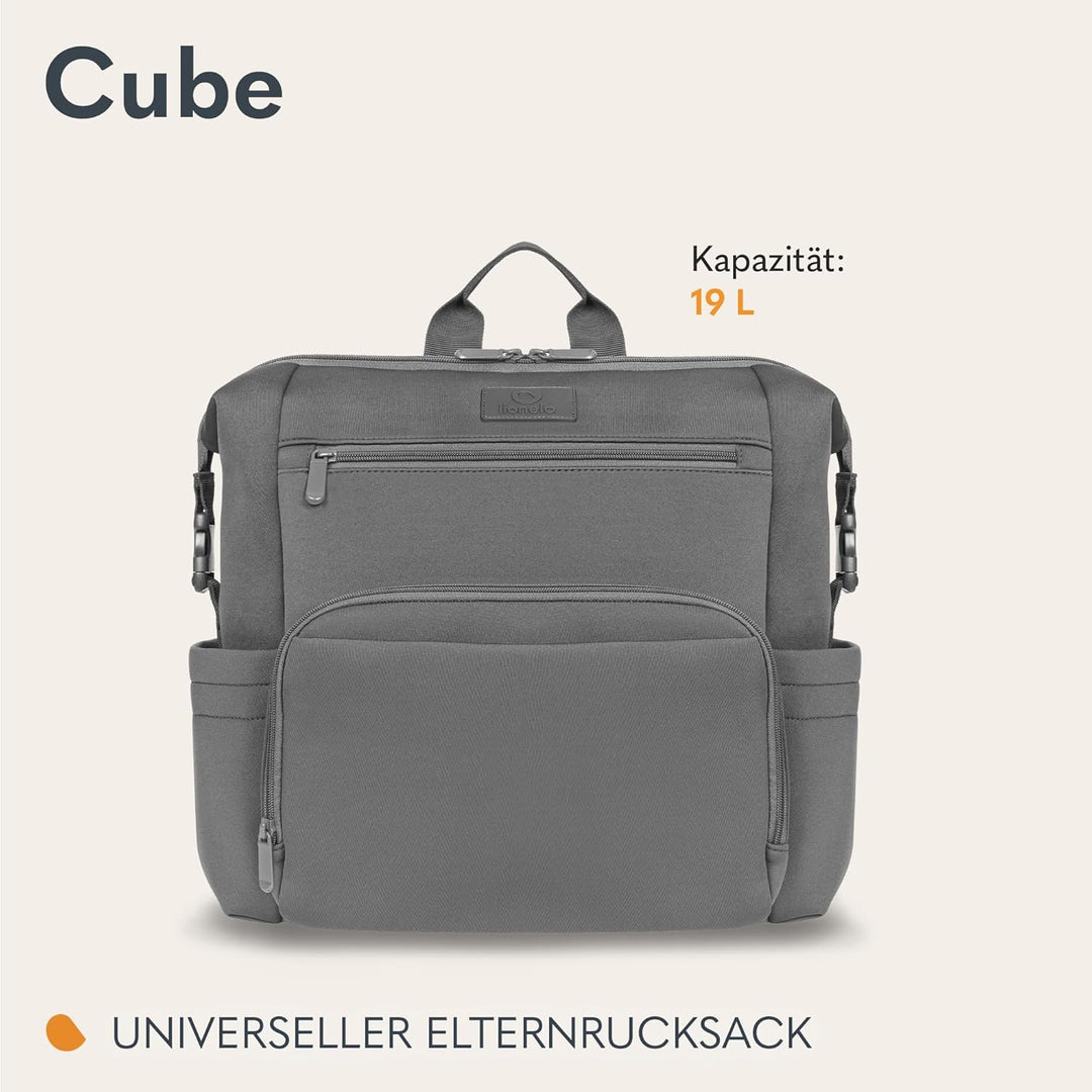 Lionelo Cube Rucksack, Baby Tasche, Wickeltasche, Babysachen, leicht für Spaziergänge und Reisen mit