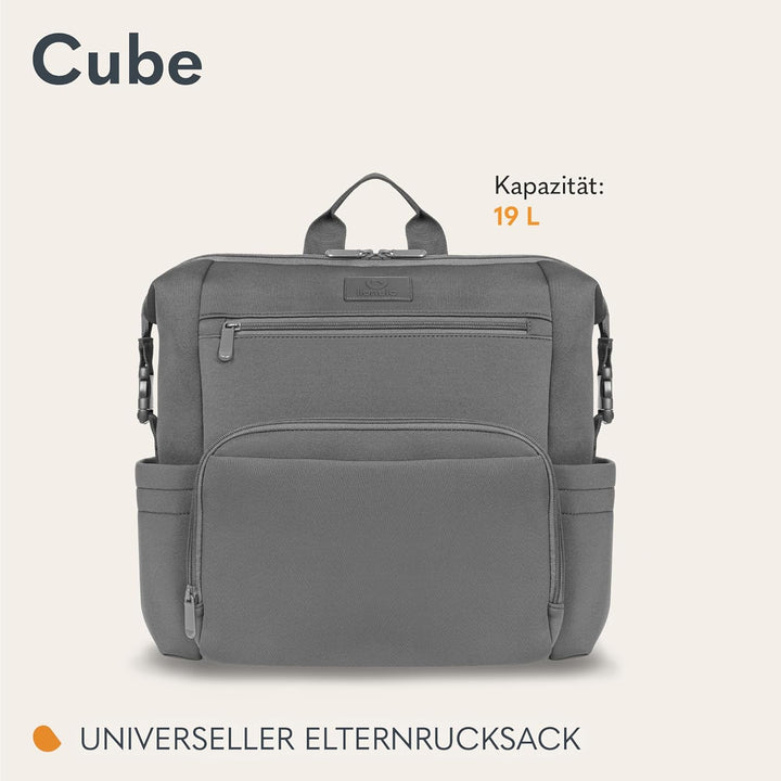 Lionelo Cube Rucksack, Baby Tasche, Wickeltasche, Babysachen, leicht für Spaziergänge und Reisen mit