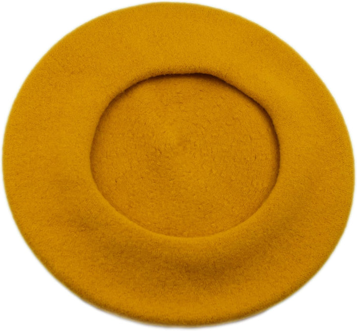 MELEGARI Baskenmütze für Damen | 100% Wolle | Margie Beret | Made in EU Einheitsgrösse gelb 065, Ein