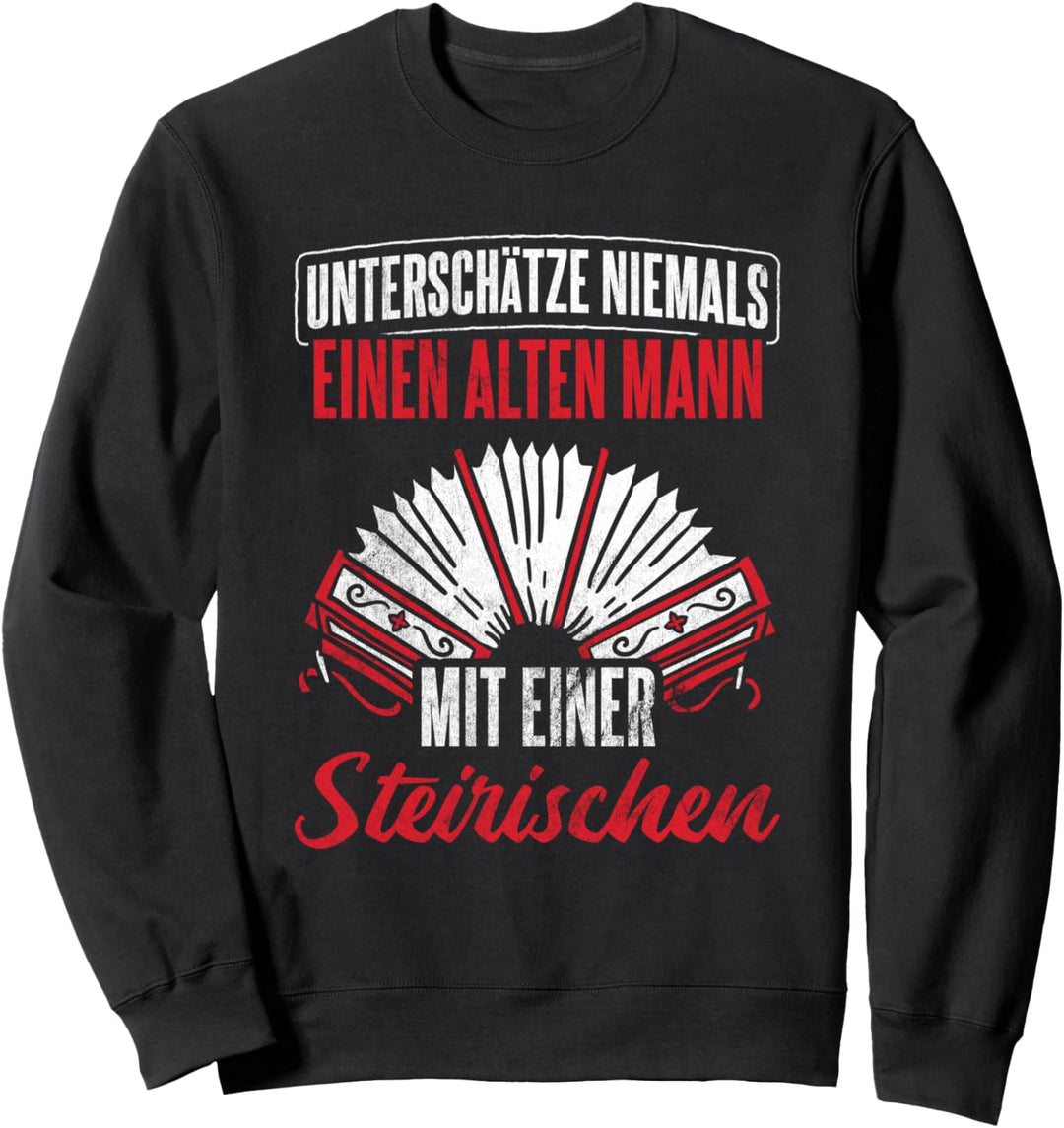 Alter Mann Mit Steirischen Harmonika Akkordeon Sweatshirt