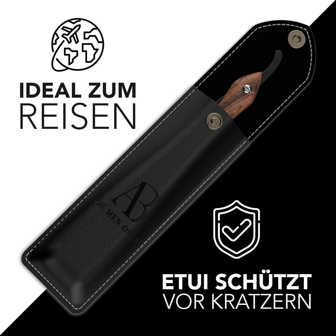 Anthony Brown® Rasiermesser Holz in Schwarz oder Silber - einzigartiger Klingenkopf für mehr Präzisi