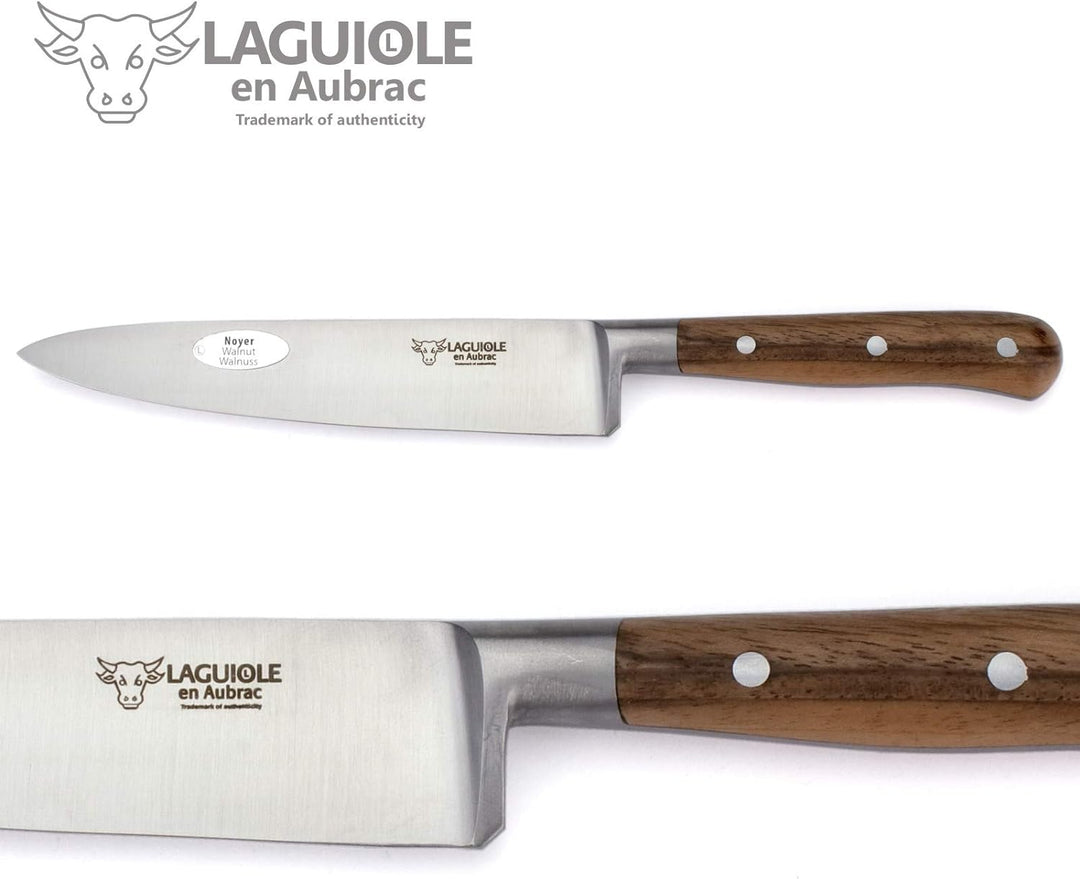 Laguiole en Aubrac Küchenmesser Gemüsemesser - Klinge 15 cm - Griff Walnuss-Holz - Geschmiedete Qual