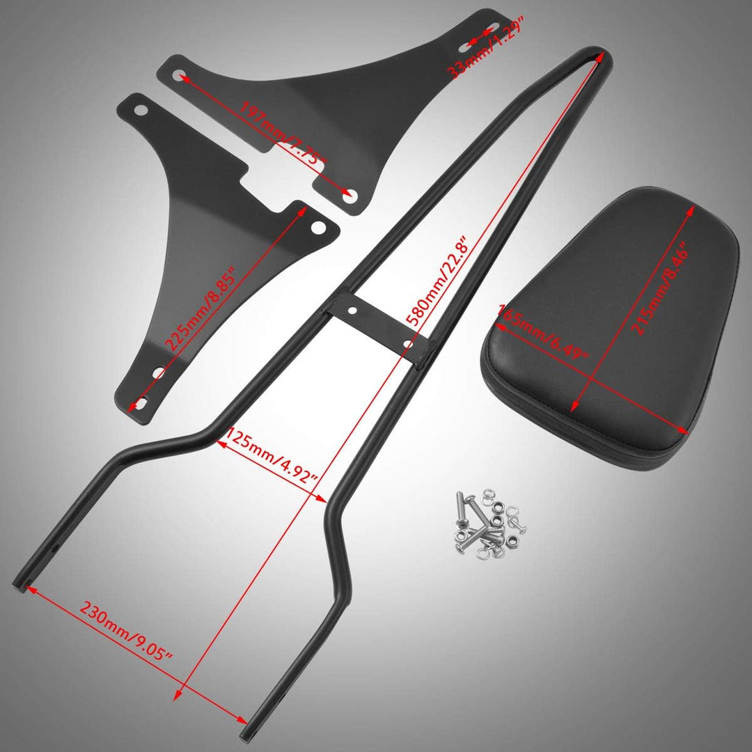 KATUR Motorrad Schwarz Hinten Beifahrer Abnehmbare Sissy Bar Rückenlehne Fahrer Fahrerhalterung Sitz