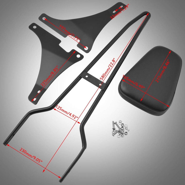 KATUR Motorrad Schwarz Hinten Beifahrer Abnehmbare Sissy Bar Rückenlehne Fahrer Fahrerhalterung Sitz