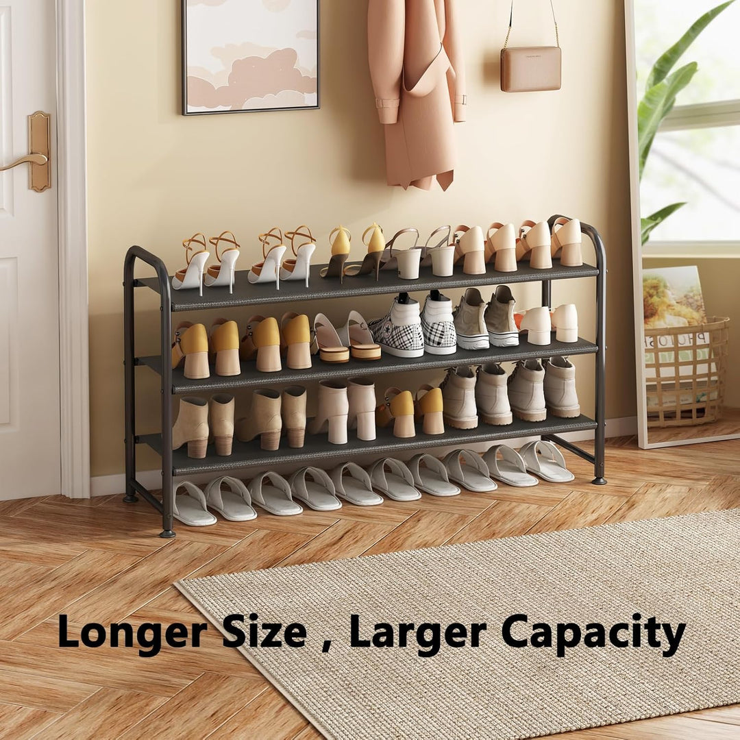 Schuhregal mit 3 Ebenen, Shoe Rack Platzsparend, Schuhablage Metall, Schuhständer Schwarz, Schmales