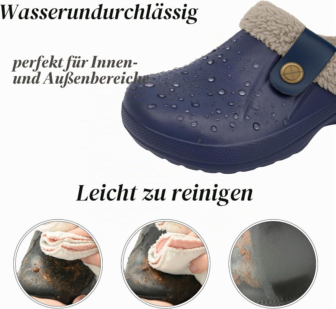 ChayChax Damen Clogs Gefüttert Herren Winter Hausschuhe Wasserdicht Warme Pantoffeln Plüsch Pantolet
