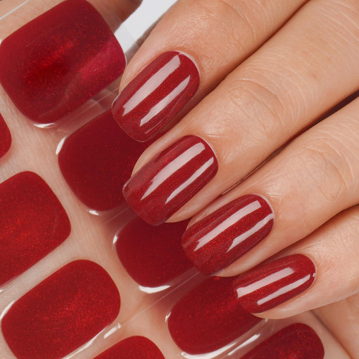 DANNI &amp; TONI Halb ausgehärtete Gel Nagelfolien (Garnet Gaze) scarlet Katzenauge Glänzend Nagelset uv