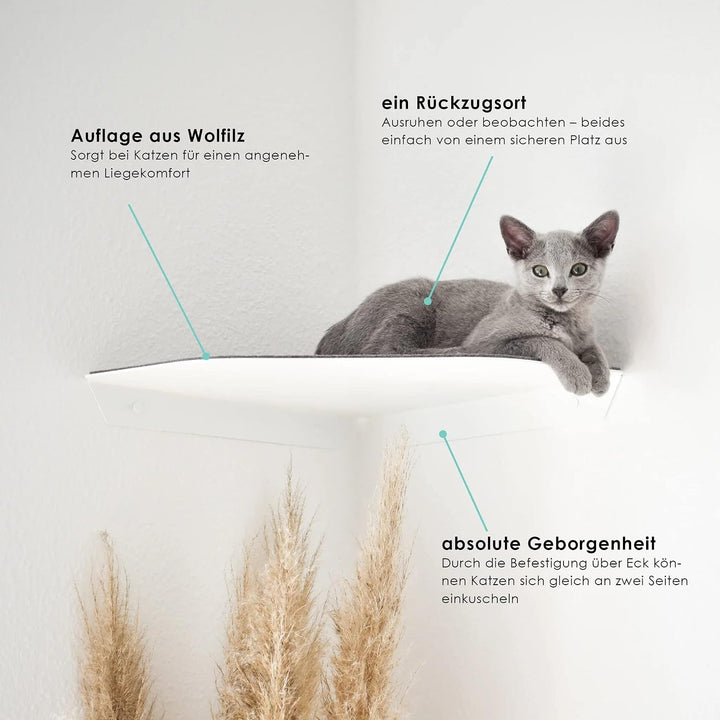 LucyBalu® Corner Katzenliege &amp; Kletterstufe mit Filzauflage für Wandecken | Wandliege für Katzen | K