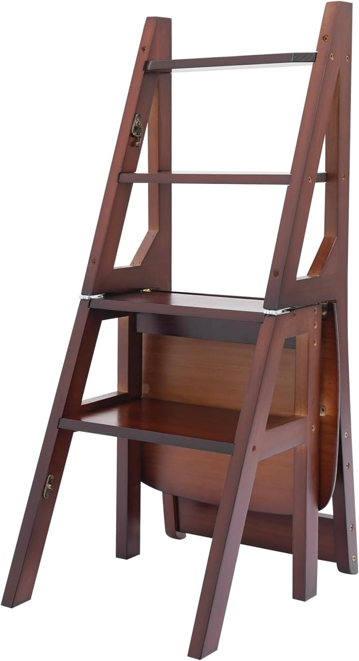 Leiterstuhl, 34x44,5x87 cm Klappbarer Bibliotheksleiter, Klappbarer Bibliotheksstuhl, Klappbarer 4-s