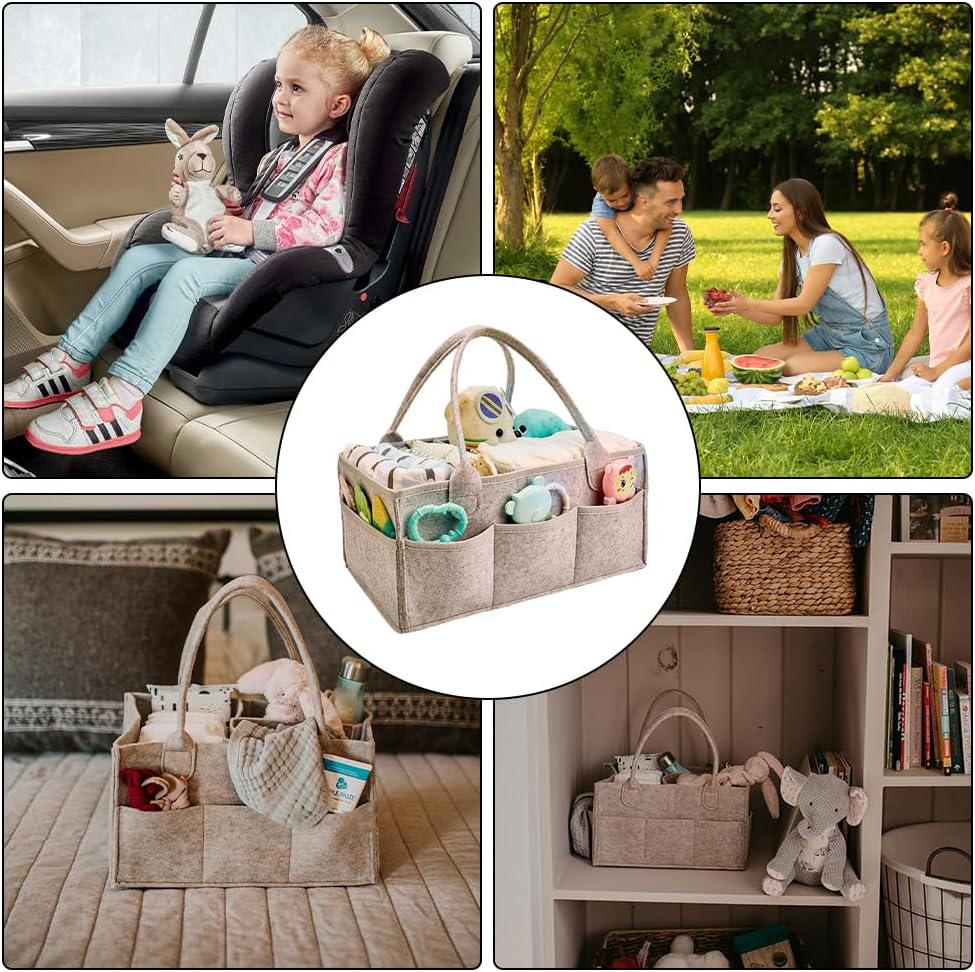 Wickeltasche Organizer,Baby Windel Caddy Organizer,Tragbarer Filztasche mit Fächern Wickelorganizer,