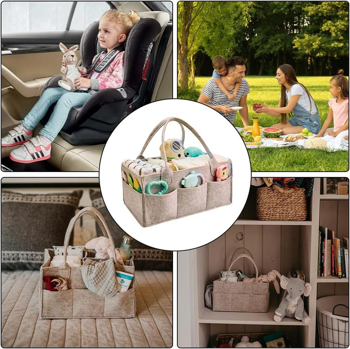 Wickeltasche Organizer,Baby Windel Caddy Organizer,Tragbarer Filztasche mit Fächern Wickelorganizer,
