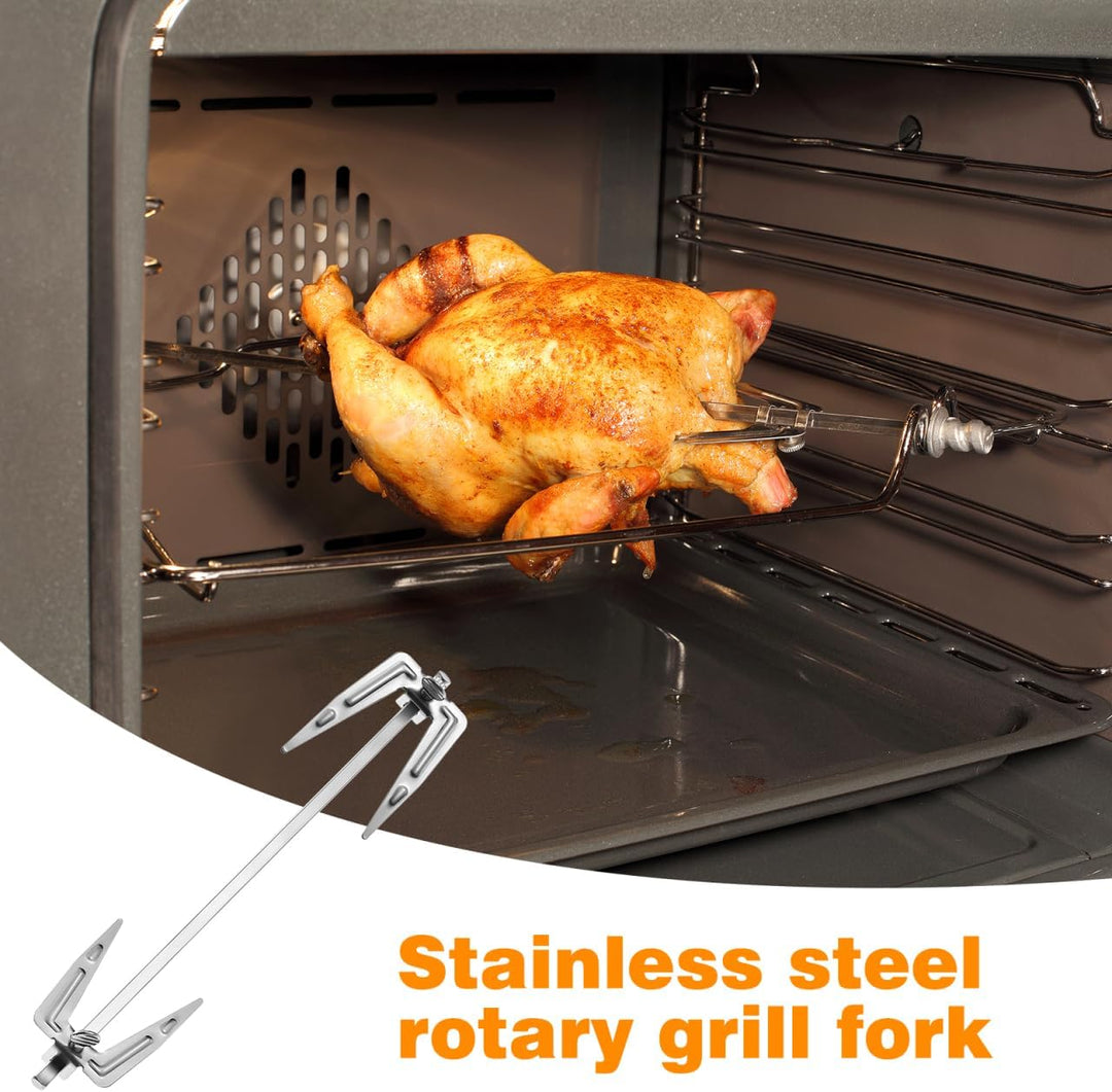 Drehspiess Grillgabel 25Cm Edelstahl Brathähnchengabel Für Heissluftfritteuse Und Backofen Rotierend