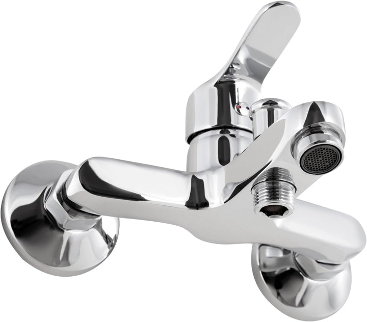 aquaSu® Basic Wannenarmatur 863 mit Umsteller, Typ 1/2 '' Brauseabgang unten, Wandbefestigung, Stand