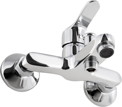 aquaSu® Basic Wannenarmatur 863 mit Umsteller, Typ 1/2 '' Brauseabgang unten, Wandbefestigung, Stand