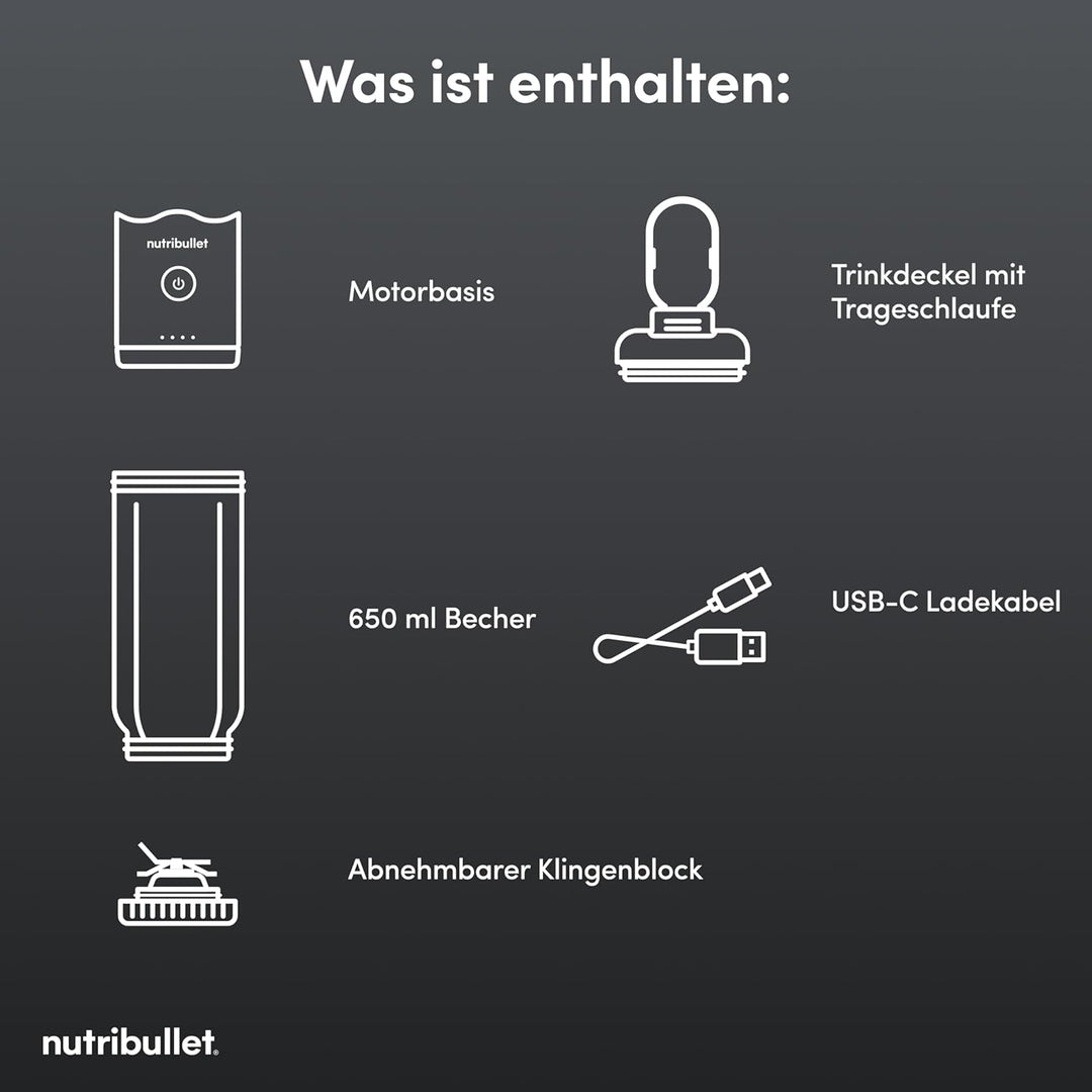 Nutribullet x McLaren Flex - tragbarer Mixer, kabelloser Smoothie Maker mit USB-C, 590 ml Tritan Bec