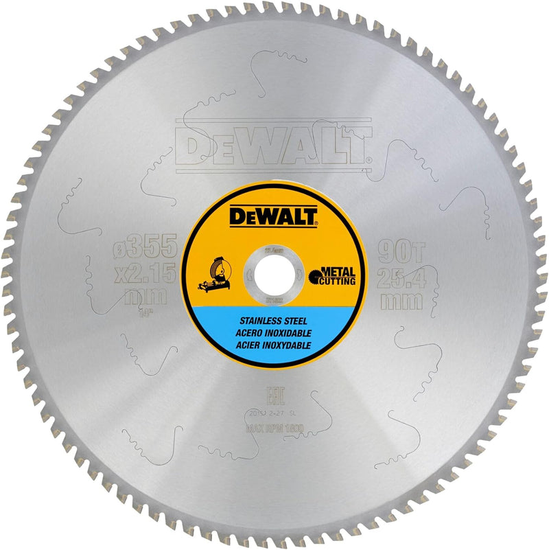 Dewalt DT1922-QZ Metall-Kreissaegeblatt 355/25,4 90TFZ, für Edelstahl