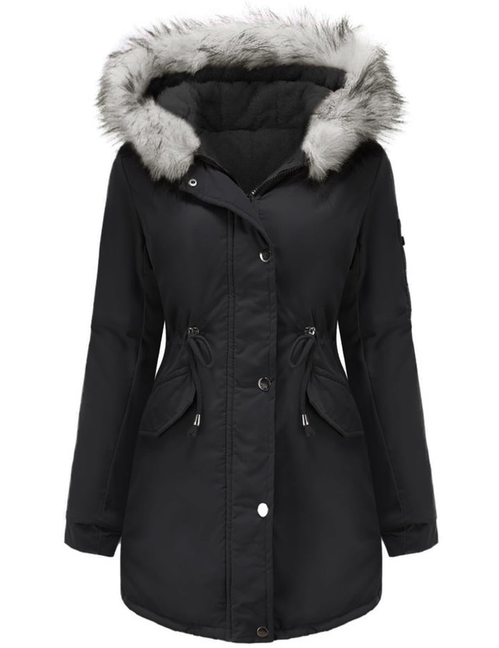 Tuopuda Jacke Damen Wintermantel mit Kapuze Reissverschluss Parka Mantel Langarm Hooded Jacket Schwa