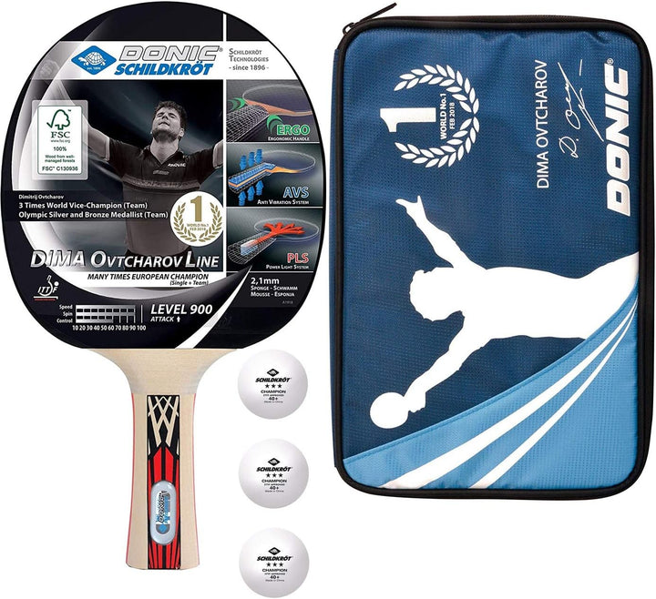 Donic-Schildkröt Unisex – Erwachsene Tischtennis Premium-Geschenkset Ovtcharov 900 Set, Mehrfarbig,