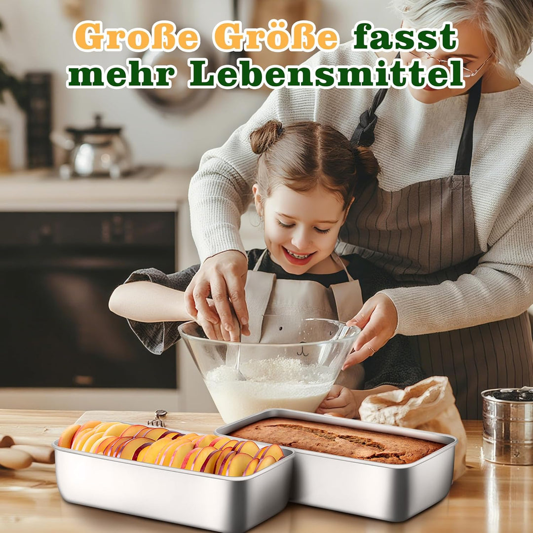 Joyfair Brotbackform 2er Set, 31,2cm Edelstahl Gross Kastenform Brotform, 7,5cm Tiefe Backform Recht