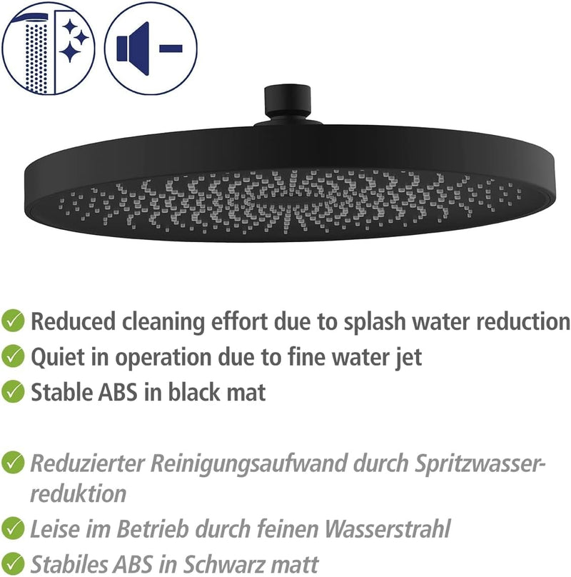 WENKO Softwater Duschkopf, Regenduschkopf, Universalbrause spritzarm und leise in der Funktion, Dusc