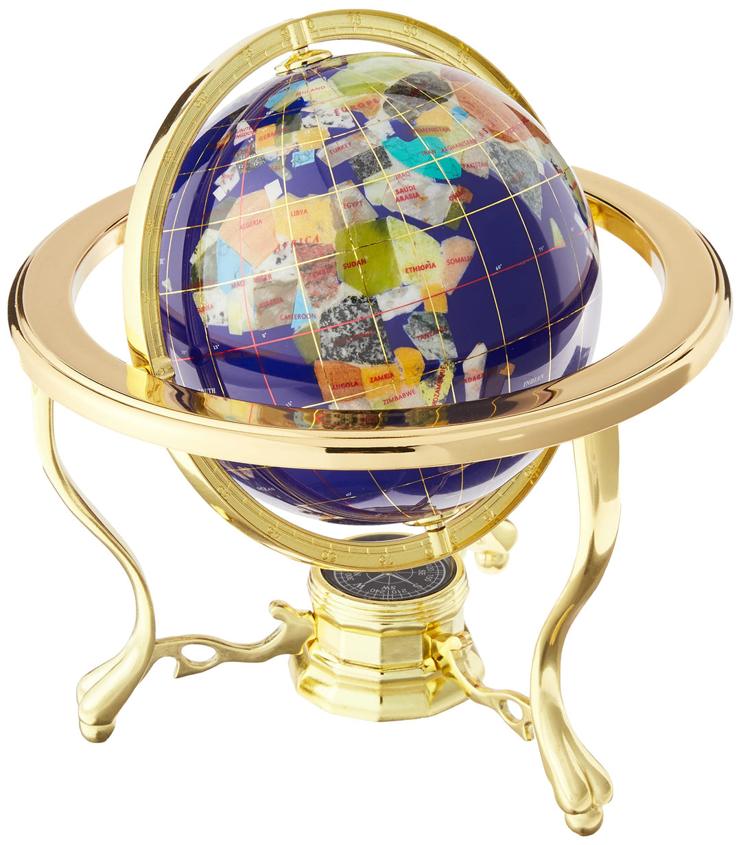 Einzigartige Art 25,4 cm by 6 Lapislazuli blau Ocean Tisch Top Edelstein World Globe mit Gold Stativ