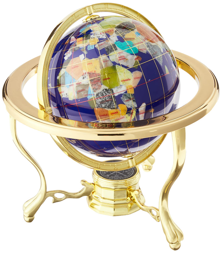 Einzigartige Art 25,4 cm by 6 Lapislazuli blau Ocean Tisch Top Edelstein World Globe mit Gold Stativ