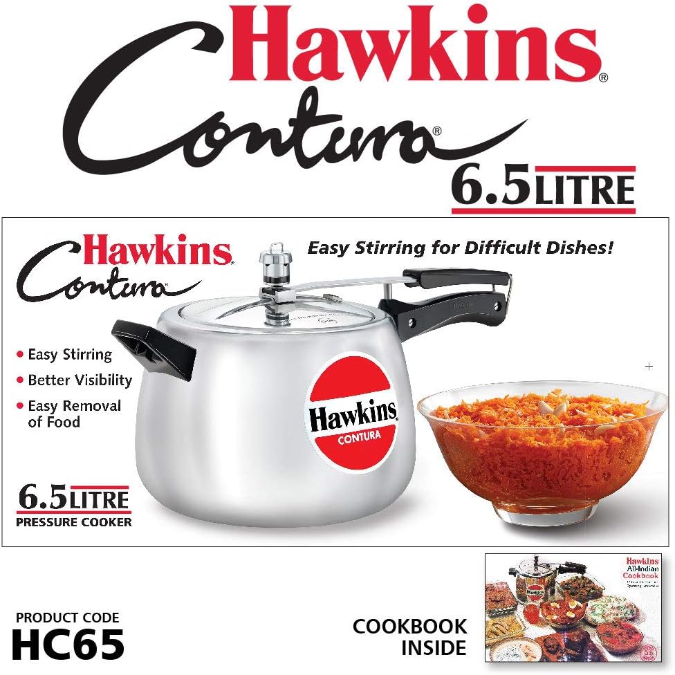 Hawkins HC65 Contura Schnellkochtopf, 6,5 l, klein, Aluminium 6.5 Liter, 6.5 Liter