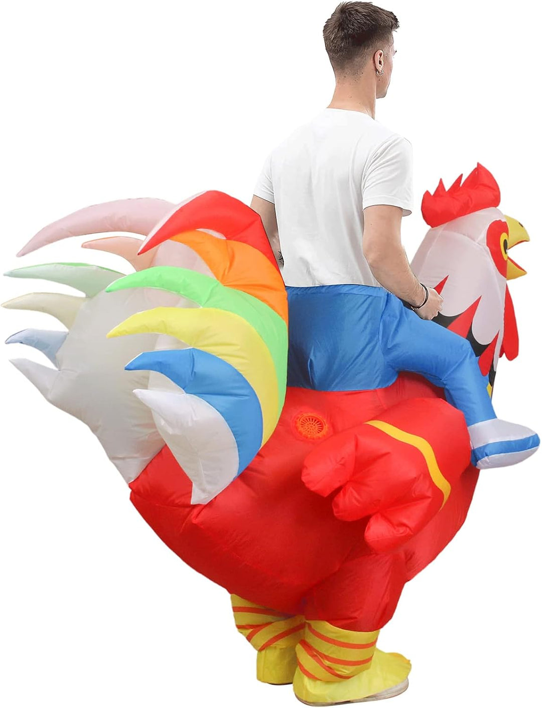 IRETG Aufblasbare Hahn Hühner Kostüm Blow Up Ride-on Huhn Kostüme für Party Halloween Weihnachten Co
