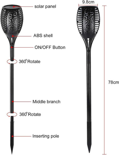 kefflum 4x Solar Flammenlicht, Solarleuchten für aussen Gartenleuchten 96 Led Solarlampe Garten fack