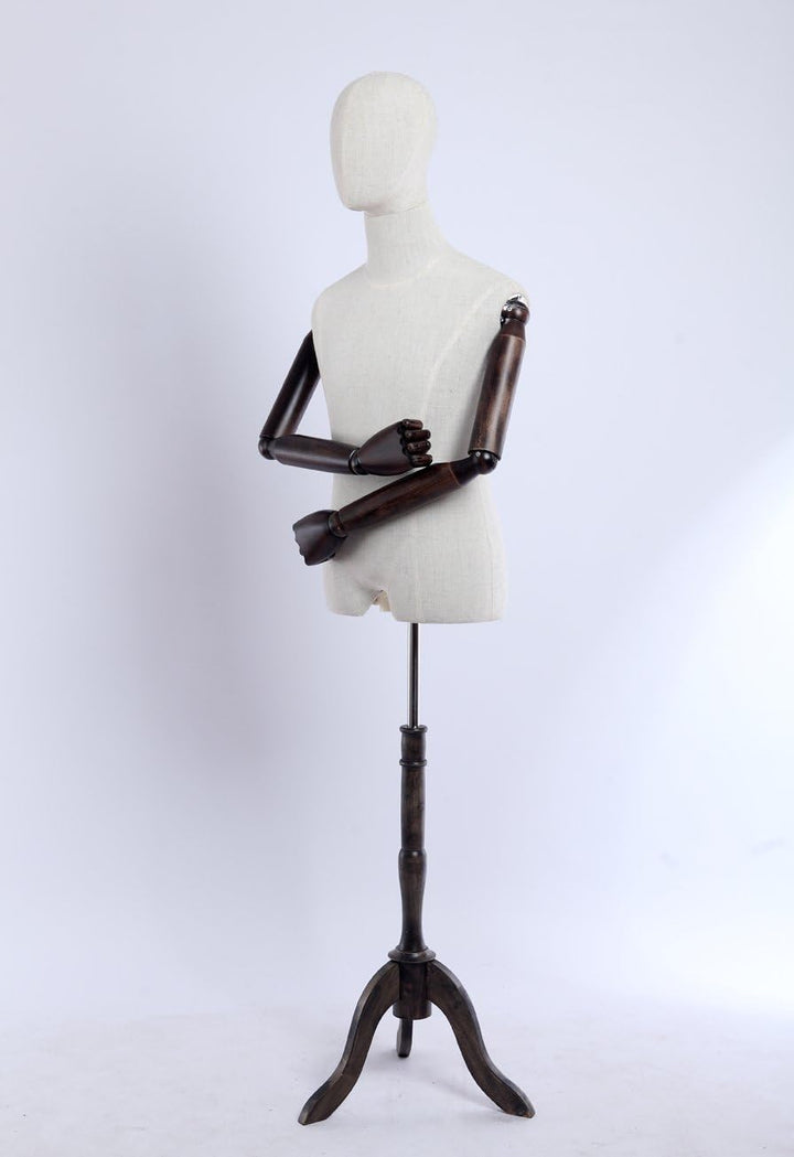 Eurotondisplay Schneiderpuppe, Leinenbezug stoffbezogenen Oberkörper und Kopf ,Arme und Finger aus H