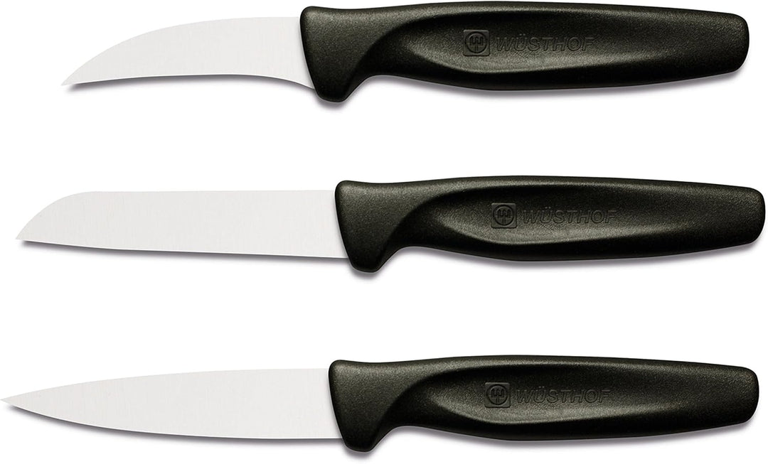 Wüsthof Messerset, 3-teilig, Schälmesser 6 cm, Spickmesser 8 cm, Gemüsemesser 8 cm, Griff schwarz (9