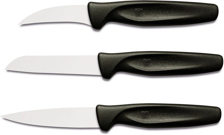 Wüsthof Messerset, 3-teilig, Schälmesser 6 cm, Spickmesser 8 cm, Gemüsemesser 8 cm, Griff schwarz (9