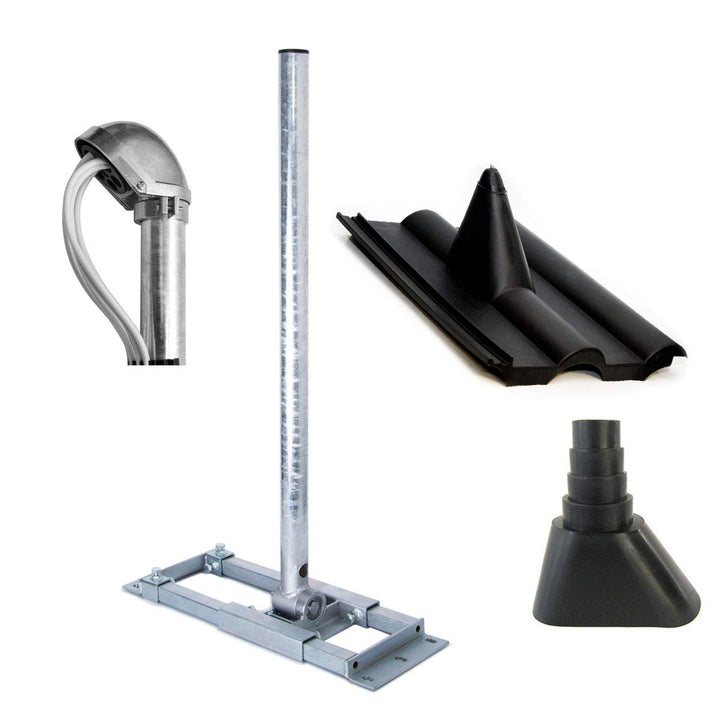 Premium X Deluxe X90-48 Dachsparrenhalter 90 cm Mast SAT Sparren Dach-Halterung mit Kabeldurchführun