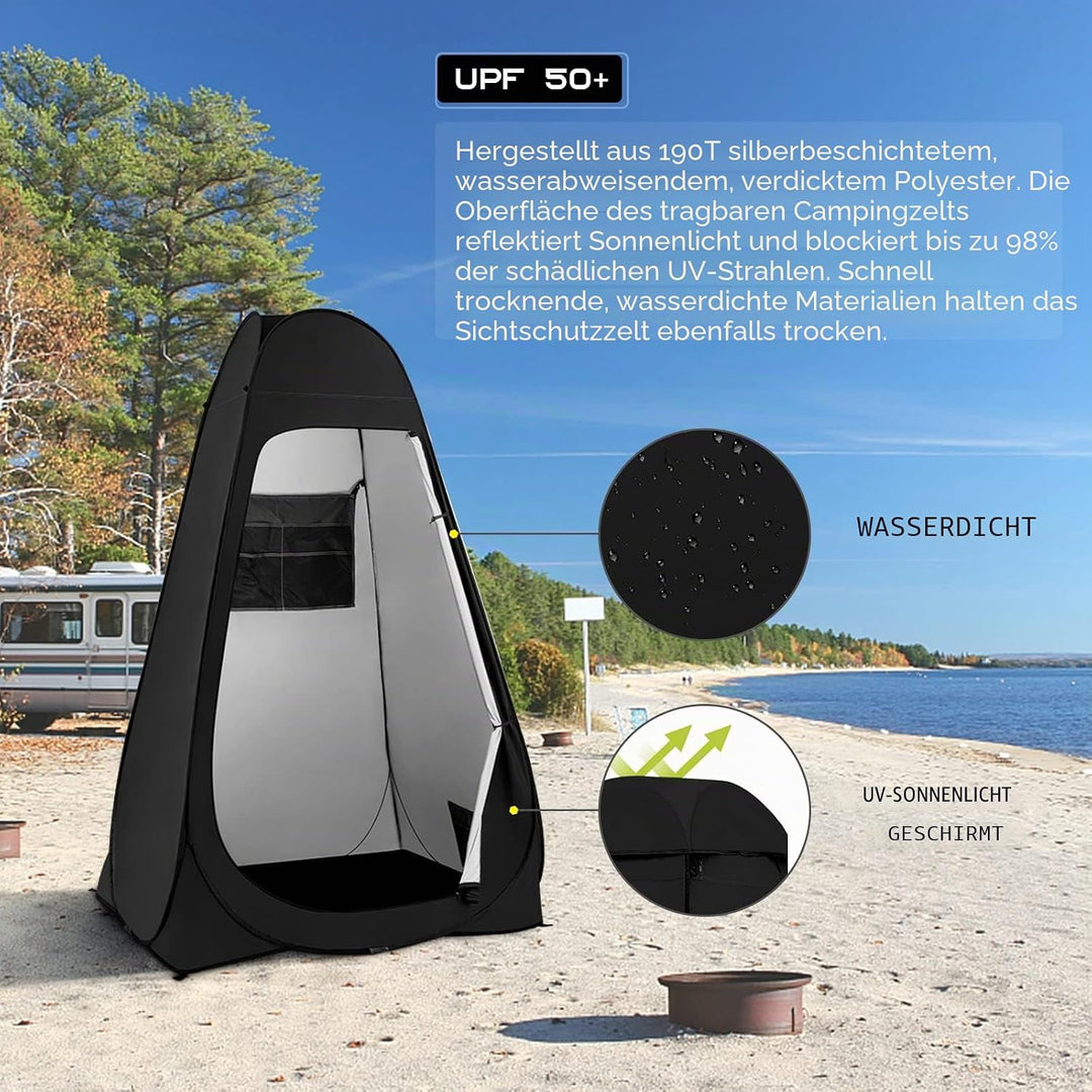 BRIAN & DANY Duschzelt Camping, Pop Up Toilettenzelt, Tragbares Umkleidezelt mit Regenschutz und Fen