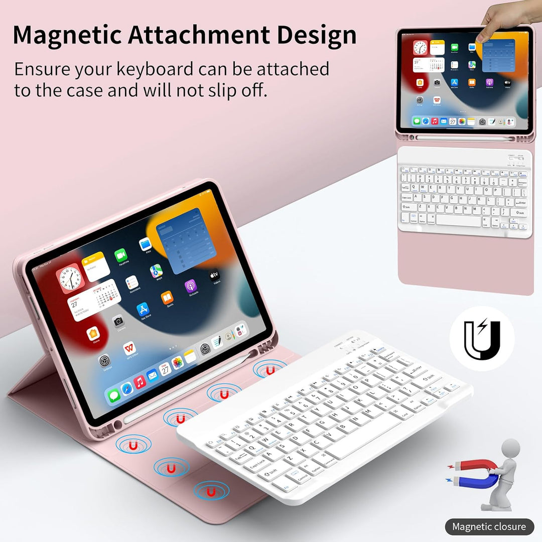 JKSML Hülle mit Tastatur für iPad (A16) 11./10.Generation 2025/2022 (11/10.9 Zoll) mit Stifthalter,
